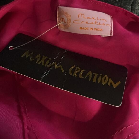 Pink Zari Embroidered Belted Beaded Glam Kaftan Maxi Dress NWT XL Romantic - Picture 6 of 6